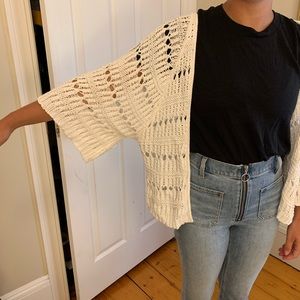 Anthropologie White Crochet cardigan